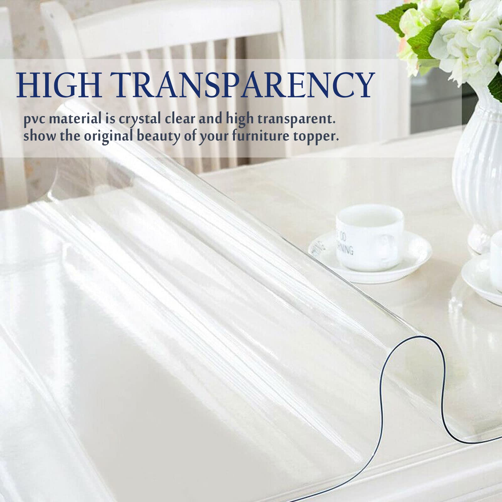 Clear Plastic Table Cover Protector Mat - 54x96 Inch Waterproof Dining Table Cover for Kitchen, Office, Home - Scratch & Spill Resistant Desk Protector for Daily Use & Parties