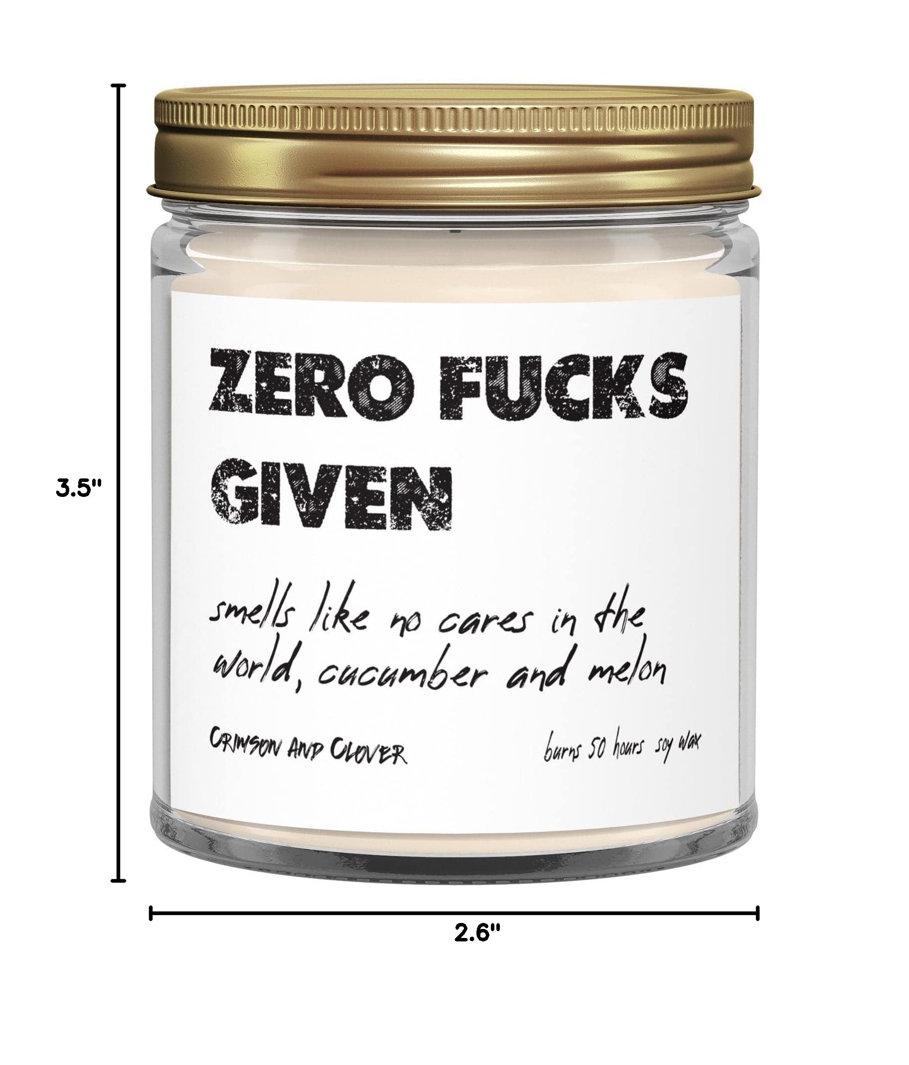 Funny Zero Fucks Cucumber Melon Scented Candle - 9 oz Soy Wax Jar Candle for Home Decor, Gag Gifts & Stress Relief