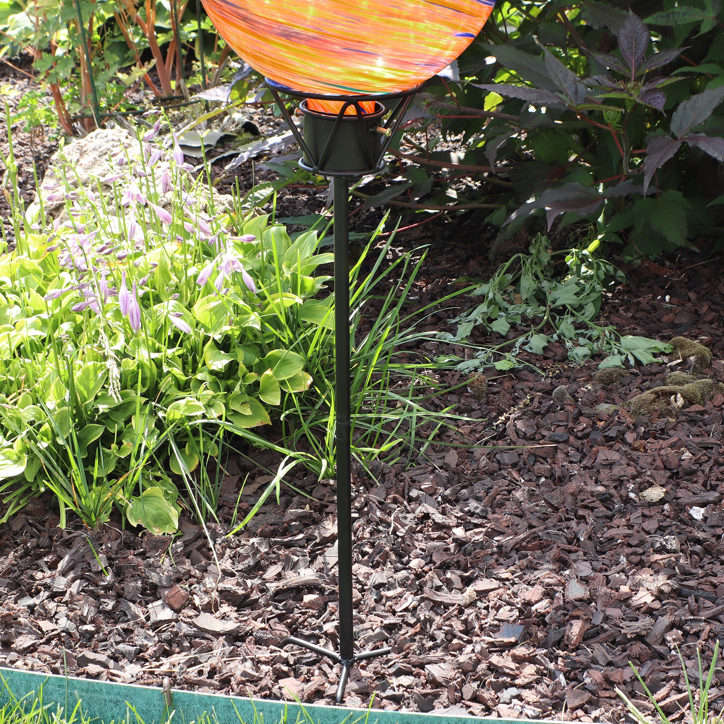 Sunnydaze Simple Steel Gazing Globe Stand - Black Outdoor Garden Decor for Yard, Patio & Landscape Decoration | Sturdy Metal Base for Reflective Spheres