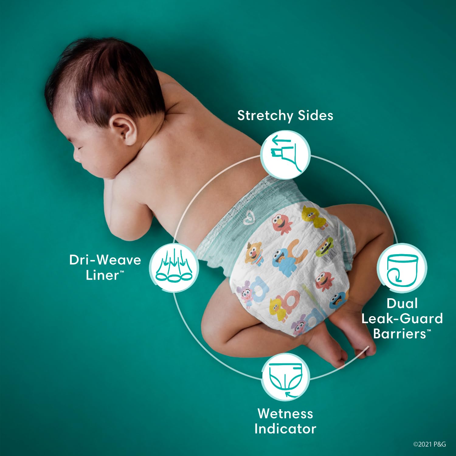 **Pampers Baby Dry Disposable Diapers Size 5 (2 x 164 Count) - 2 Month Supply with Sensitive Water-Based Baby Wipes 12X Multi-Pack (1008 Count) - Gentle for Overnight & Travel Use**