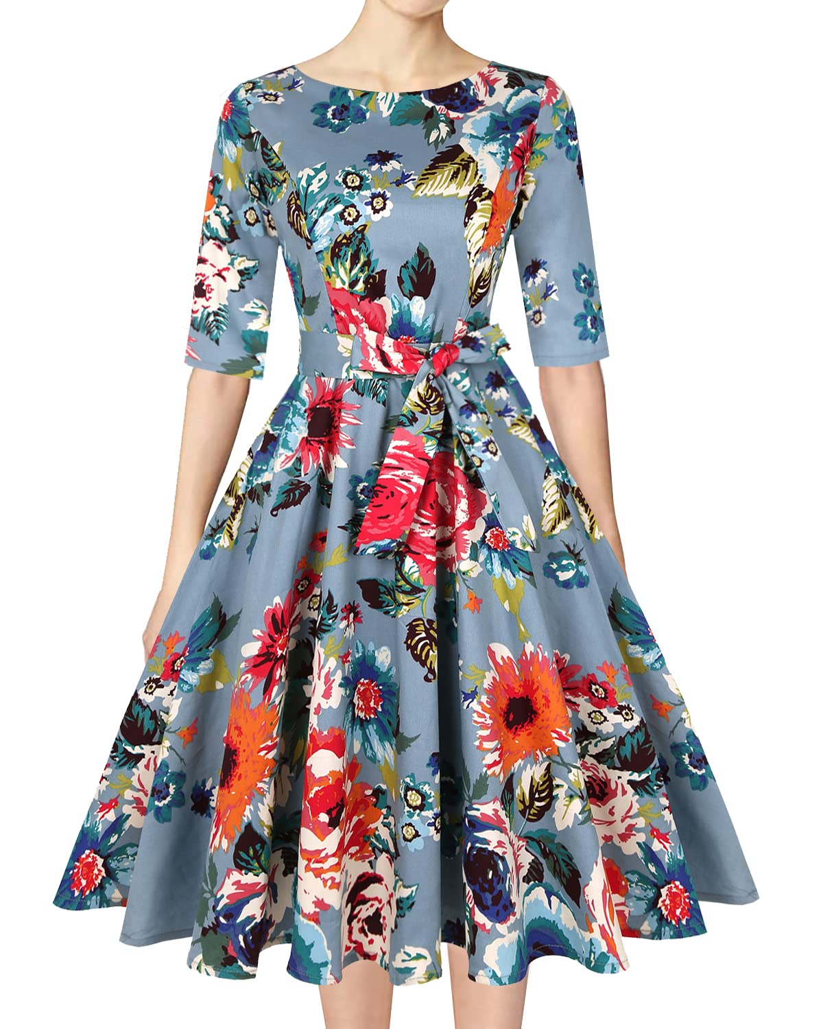 Vintage 1950s Retro Rockabilly Swing Dress for Women - Cocktail Party & Prom Dress with Pockets | 50s Style Pinup Dress for Dances, Weddings & Special Occasions