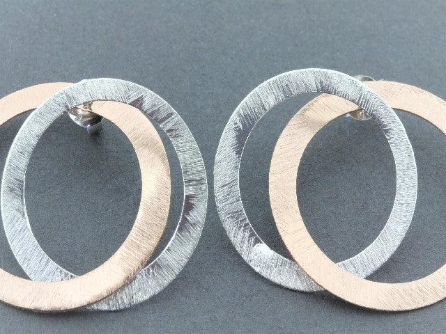Interlinked Saturn Stud Earrings - Rose Gold on Silver - Perfect for Everyday Wear & Special Occasions