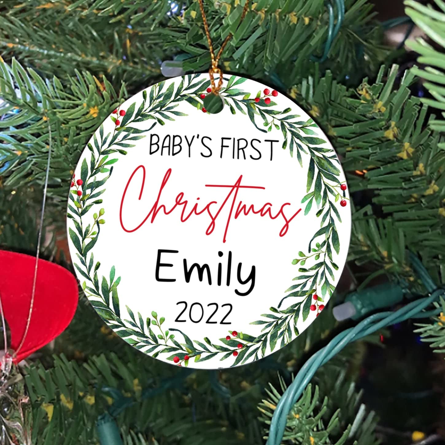 Personalized Baby's First Christmas Ornament - Custom Name & Year Keepsake Gift for Baby Boy or Girl - Perfect for Holiday Decor, Tree Topper, or Nursery Wall Hanging