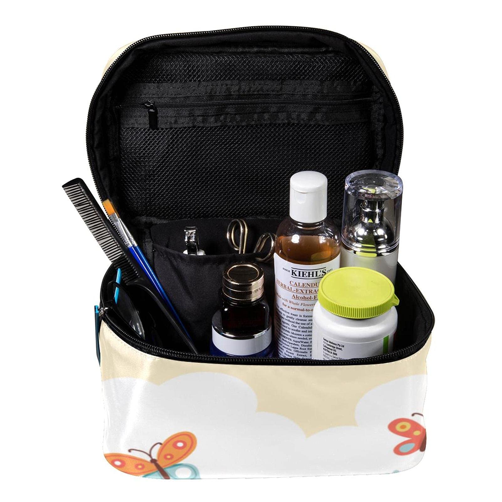 Stylish Large Flying Butterflies Floral Cosmetic Bag - Travel Makeup Organizer with Zipper for Women & Girls | Perfect for Toiletries, Makeup Storage & Weekend Getaways