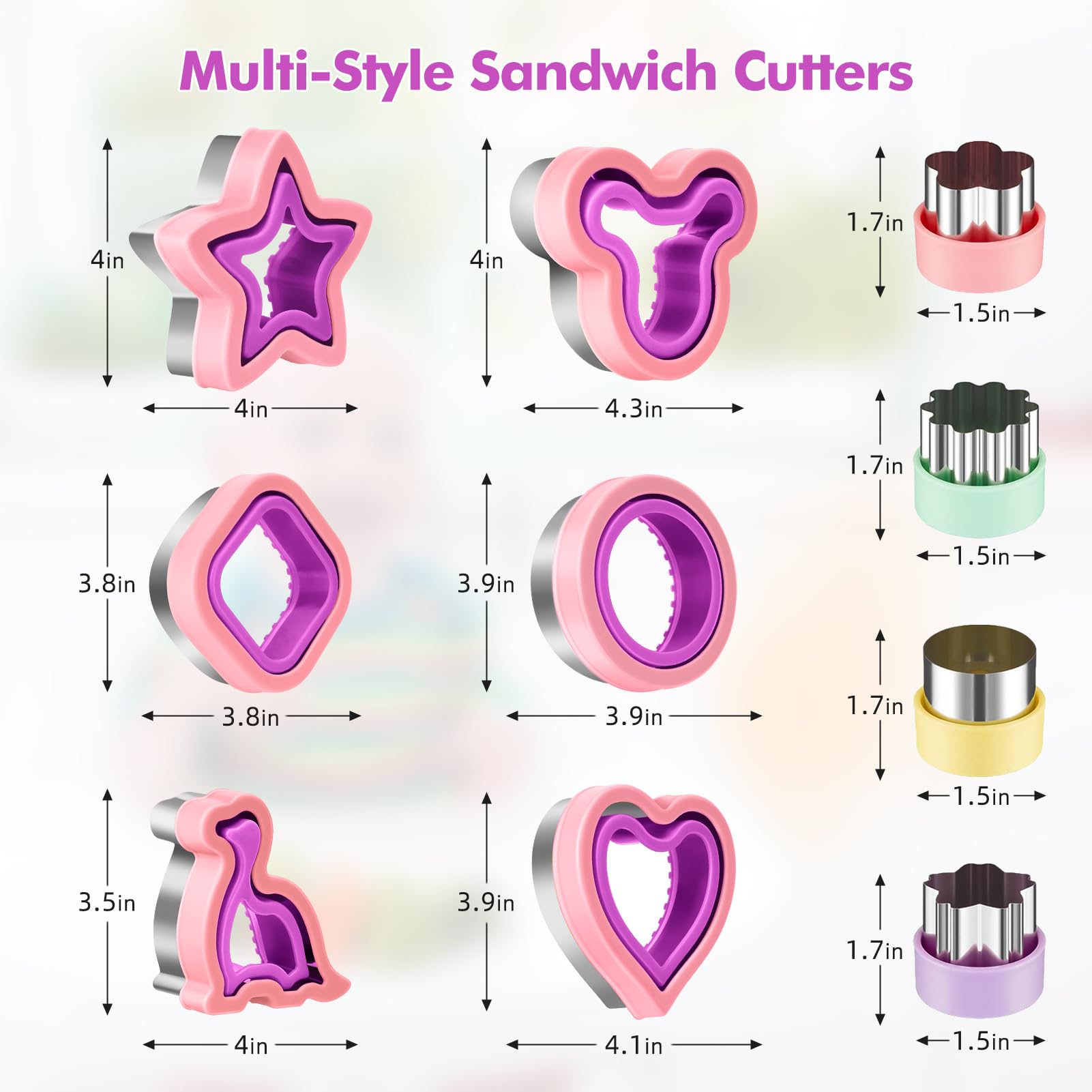 NPET 10-Piece Sandwich Cutter and Sealer Set - Uncrustables Maker for Peanut Butter & Jelly Sandwiches, Kids Lunch DIY Tool with Cookie Cutters (Perfect for School Lunches, Picnics, and Family Snack Time)