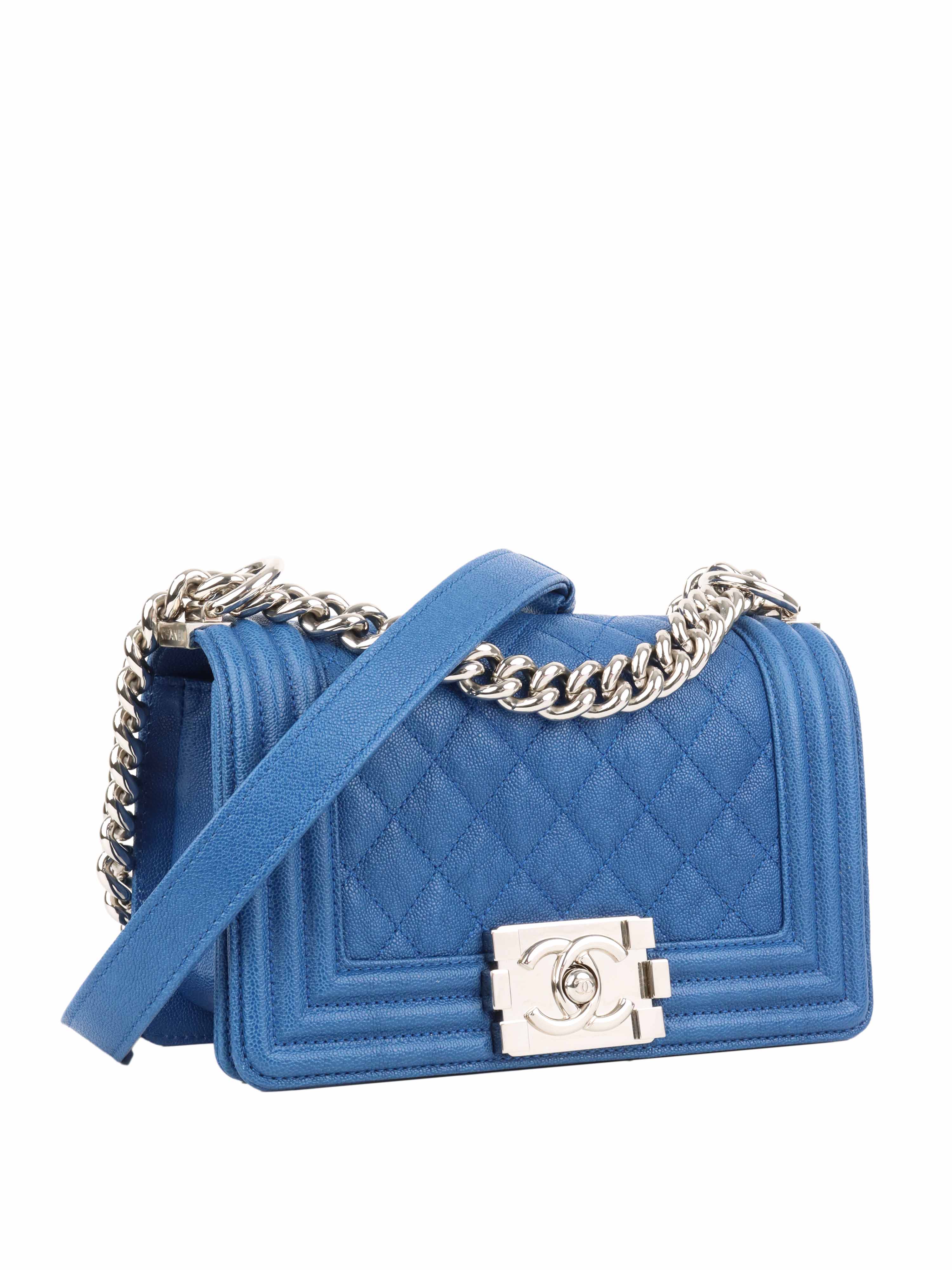 Chanel Blue Small Boy Bag - Luxury Leather Crossbody Handbag for Women | Perfect for Parties, Dates & Special Occasions