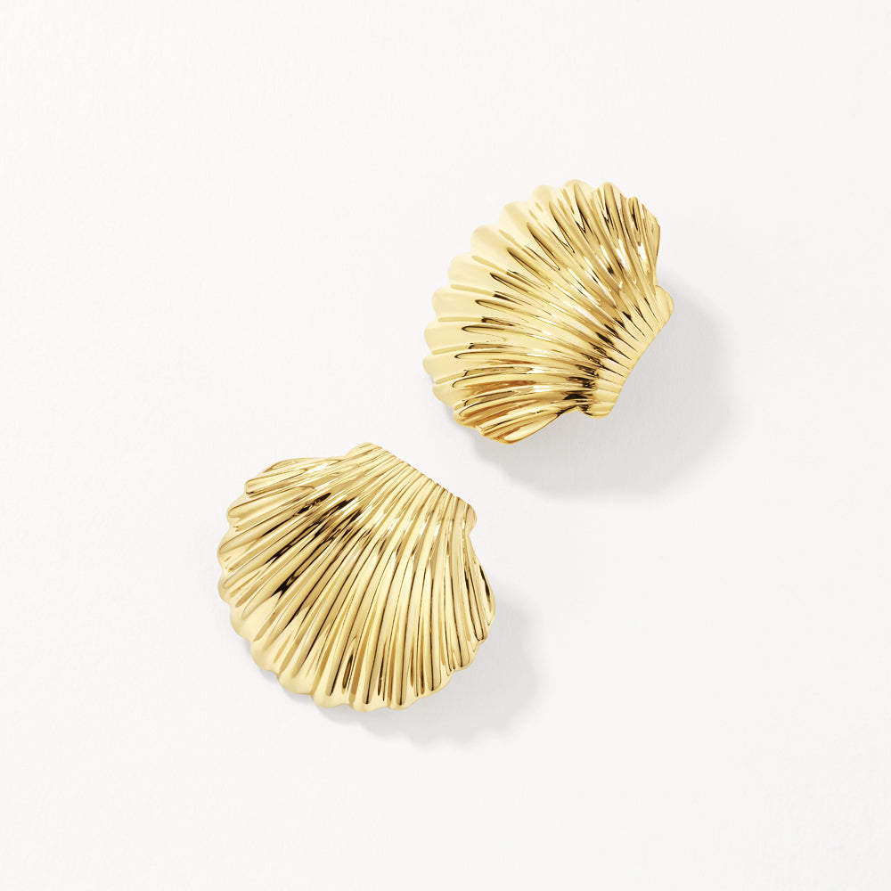 Gold Shell Stud Earrings for Women - Elegant Beach Jewelry for Summer, Parties & Casual Wear