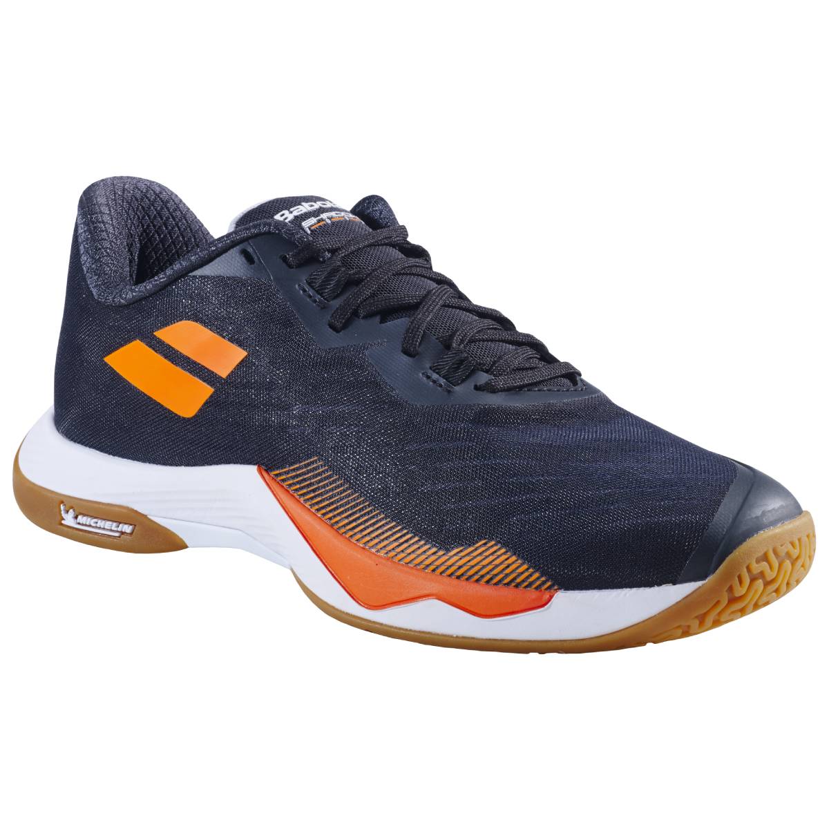 Babolat Shadow Tour Men's Indoor Court Shoes - Black/Orange | Tennis & Badminton Non-Marking Volleyball Shoes for Indoor Sports & Gym Training