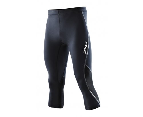2XU Men's Compression 3/4 Running Tights - Moisture Wicking & Muscle Support for Marathon Training & Gym Workouts
