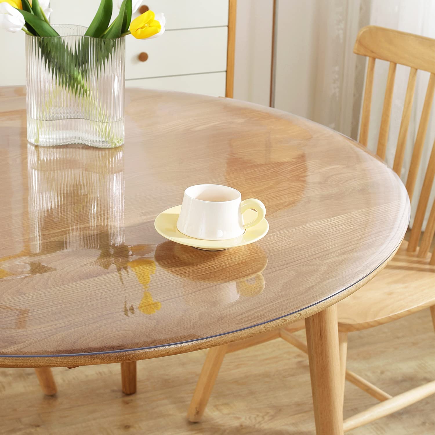 Royhom 41 Inch Clear Round Table Protector - 2mm Thick Durable Plastic Table Cover Pad for Dining, Kitchen, Office & Outdoor Use - Scratch Resistant Round Table Top Protector for Daily Protection