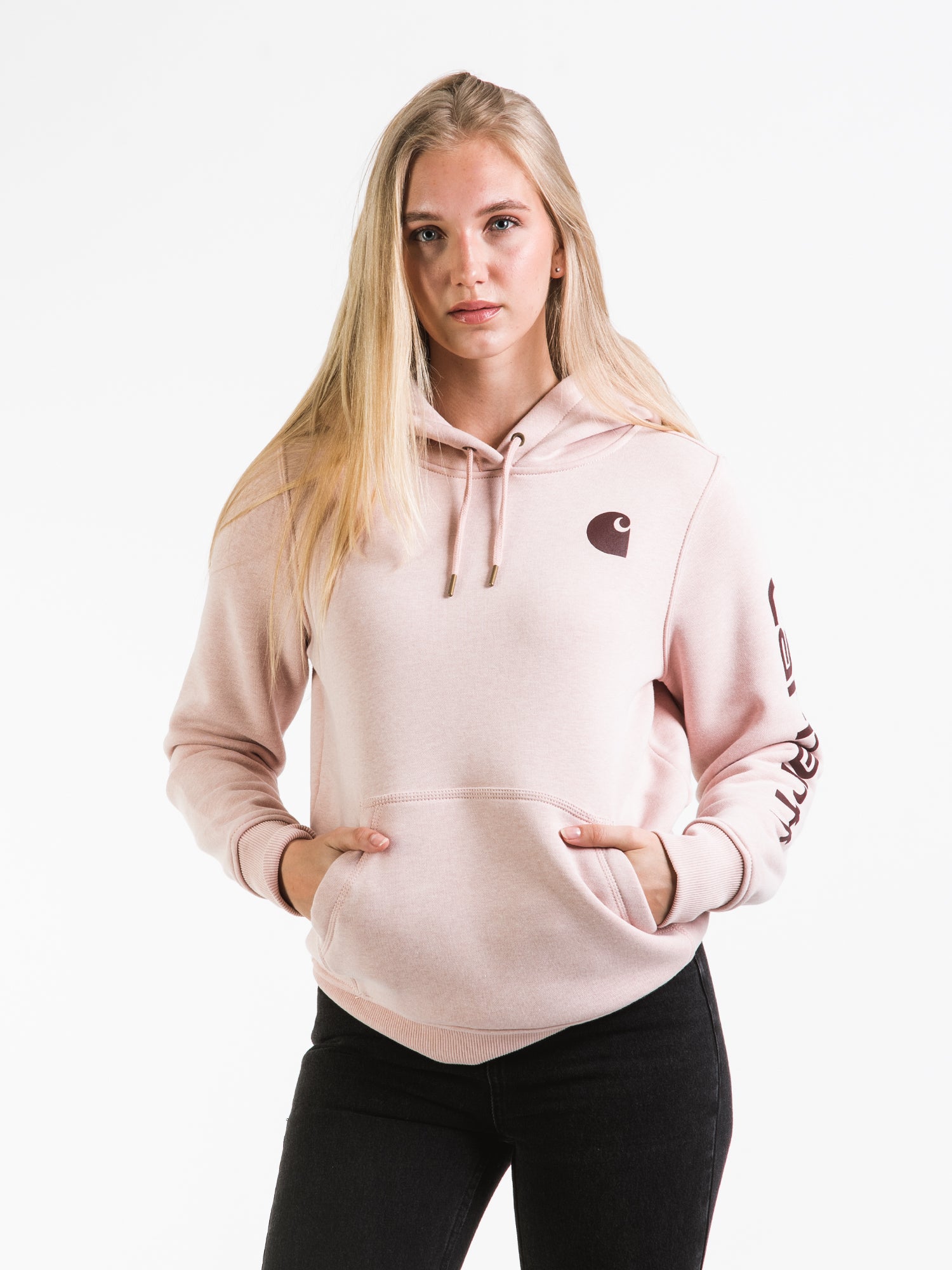 Carhartt Logo Sleeve Pullover Hoodie - Men's & Women's Heavyweight Fleece Sweatshirt for Work & Outdoor Activities | Clearance Sale