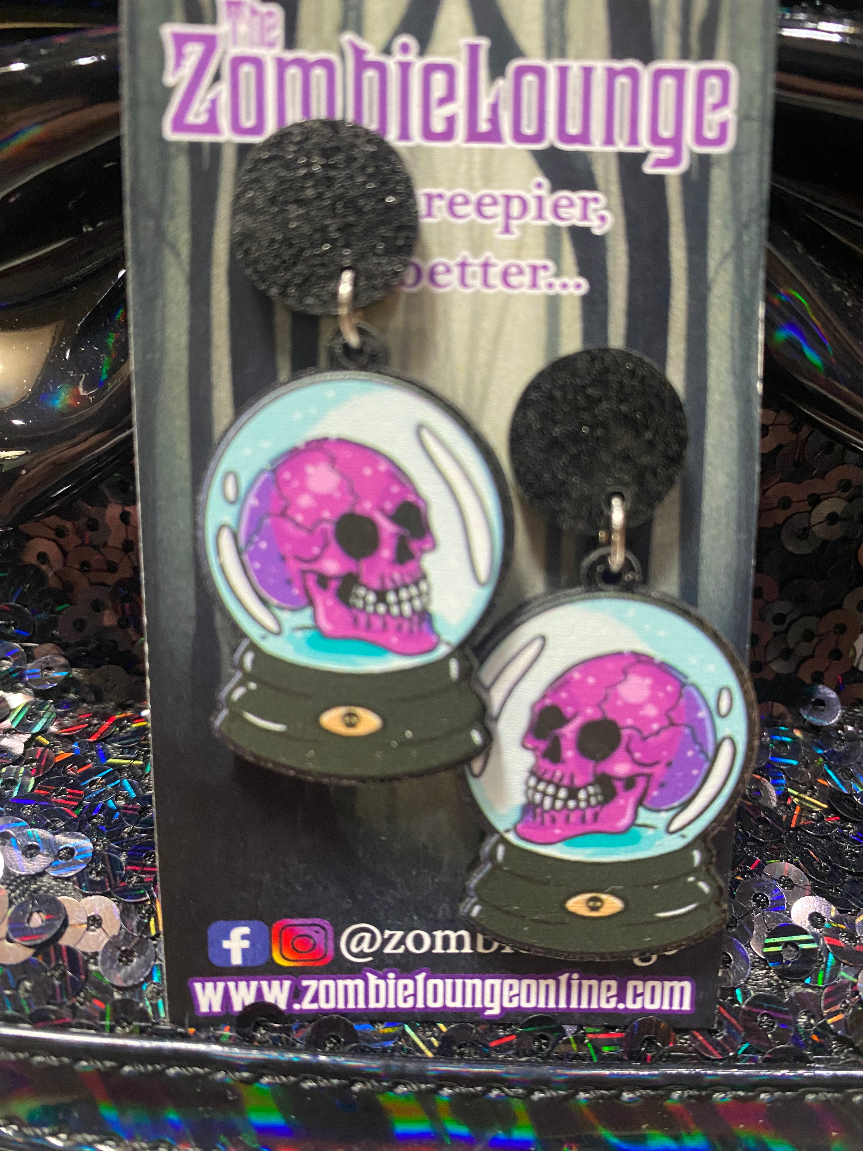Skeleton Snow Globe Earrings - Unique Gothic Halloween Jewelry for Women - Perfect for Costume Parties, Gift Giving & Spooky Fashion Accessories