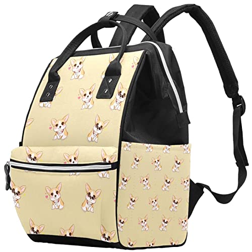 LORVIES Cute Corgi Dog with Glasses Pattern Diaper Backpack - Large Capacity Multi-Function Travel Backpack for Moms, Baby Essentials & Daycare | Perfect for Parenting, Travel & Outdoor Activities