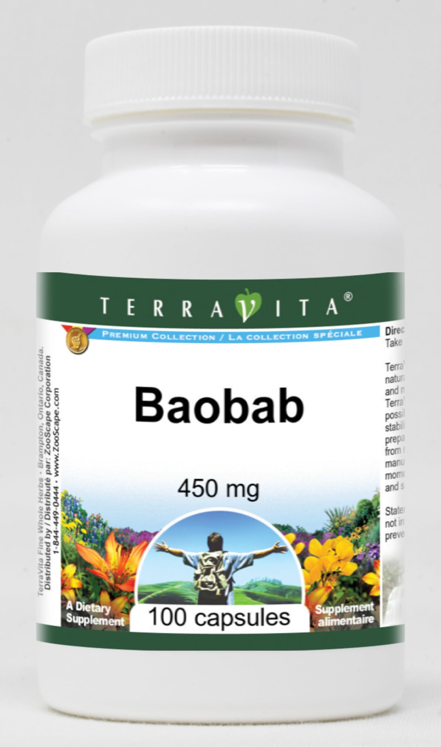 Organic Baobab Powder 450mg - 100 Vegan Capsules (2 Pack) - Immune Support & Antioxidant Boost - Perfect for Smoothies, Baking & Daily Wellness