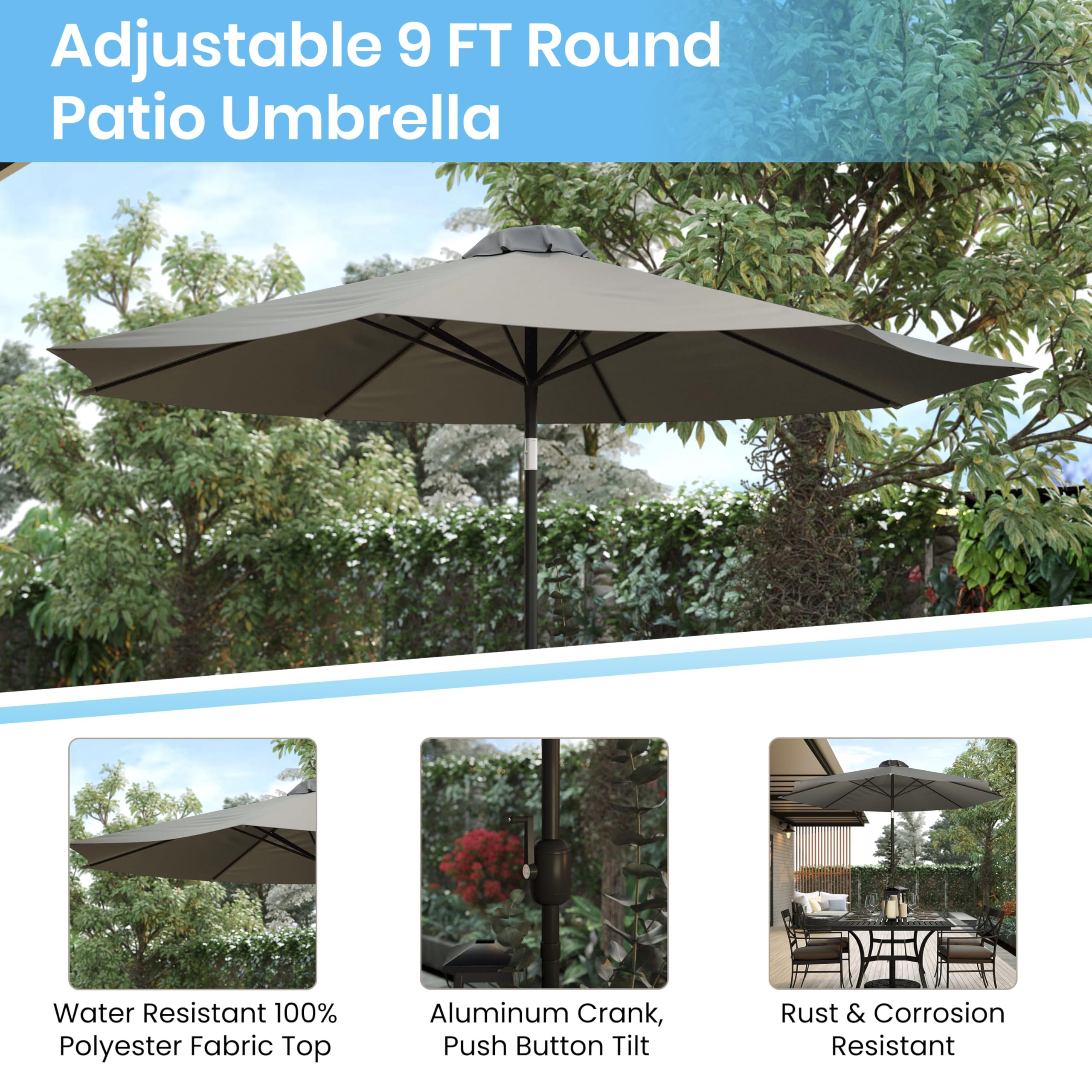 Flash Furniture Lark 3-Piece Outdoor Patio Dining Set - 30