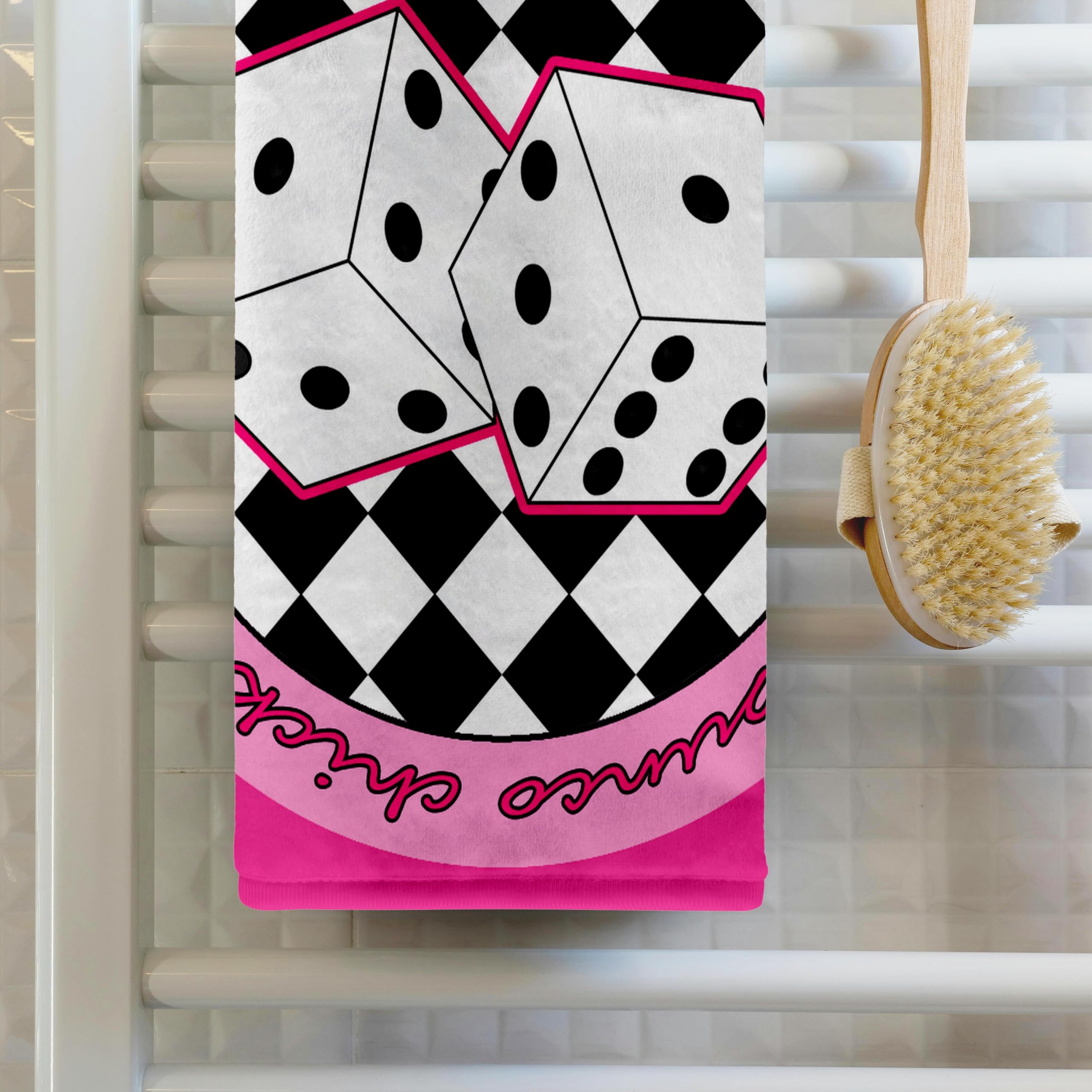 3dRose Janna Salak Designs Bunco Chicks Roll with It Pink Kitchen Towel Set (twl-28502-1) - Funny Dice Game Themed Towels for Bunco Parties, Girls Night & Gift Giving