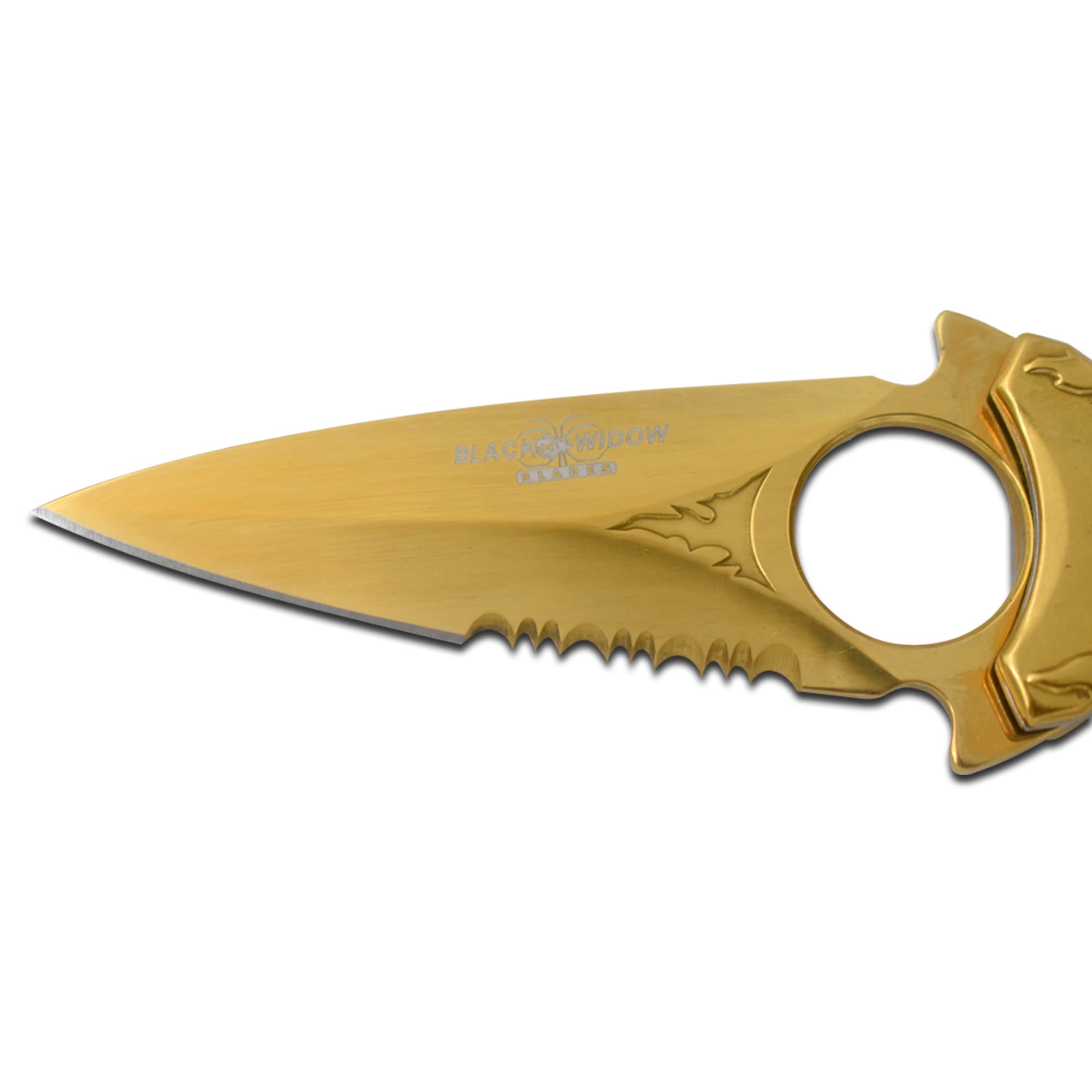 Tactical Folding Pocket Knife with Half-Serrated Blade - Snake Eye Dragon Handle (Gold) | EDC, Outdoor Survival, Camping & Everyday Carry Knife