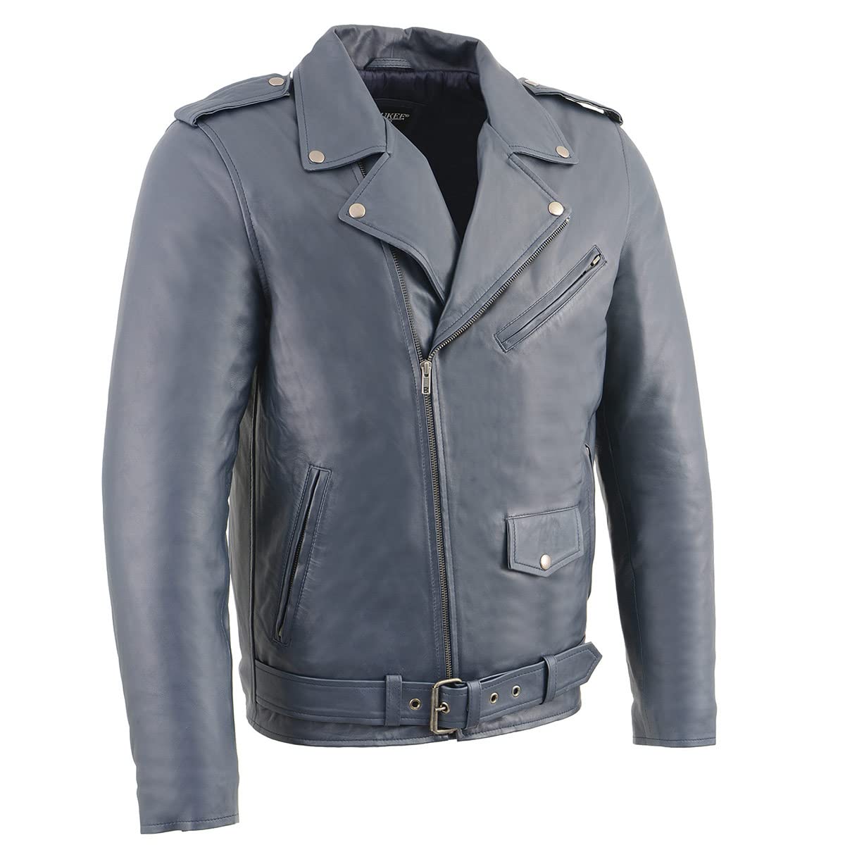 Milwaukee Leather SFM1890 Men's Classic Motorcycle Jacket - Genuine Blue Leather Biker Jacket for Men | Perfect for Riding, Casual Wear & Outdoor Adventures