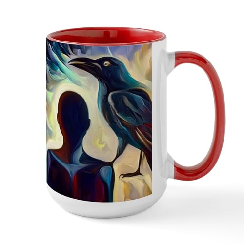 White/Red Inside - Spirit Animal Crow Mugs