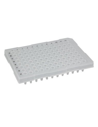 96-Well Semi-Skirted PCR Plate with Raised Rim - Natural (25 Plates/Unit) - Ideal for PCR Experiments, DNA Amplification & Molecular Biology Research