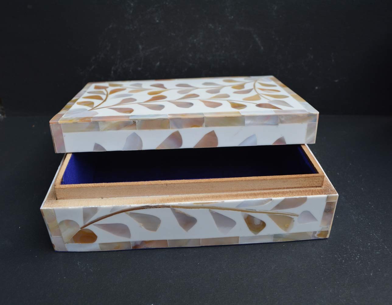 Handcrafted Mother of Pearl Jewelry Box with Intricate Inlay Design - Premium Indian Trinket Box for Rings, Necklaces & Keepsakes | Perfect Gift for Women, Bridal Shower & Home Decor