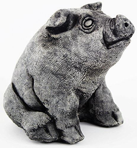 Concrete Sitting Pig Garden Statues - Outdoor Decor for Lawn, Patio, and Backyard