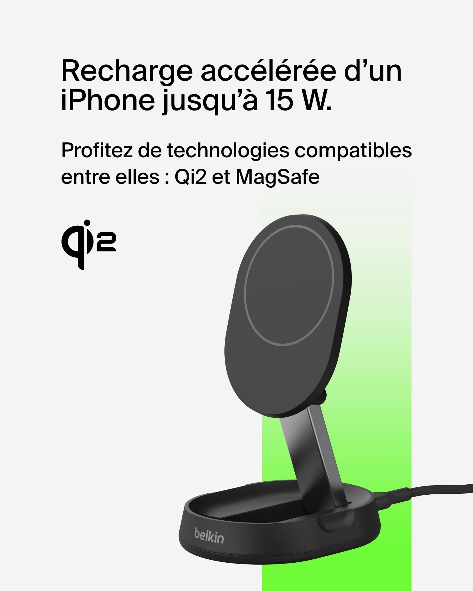 Belkin BoostCharge Pro Foldable Qi2 15W Magnetic Wireless Charger | MagSafe Compatible Fast Charging Pad for iPhone 15/14/13 Series & AirPods | Includes 20W AC Adapter | Perfect for Home, Office & Travel (Black)