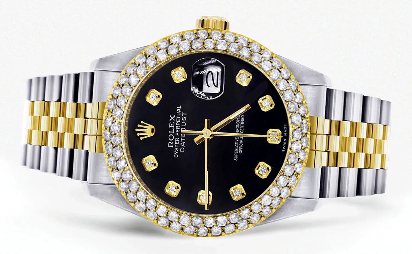Luxury Diamond Gold Rolex Watch for Women - 36mm Black Dial, 4.25 Carat Bezel & Jubilee Band | Elegant Timepiece for Special Occasions, Gifts & Formal Events