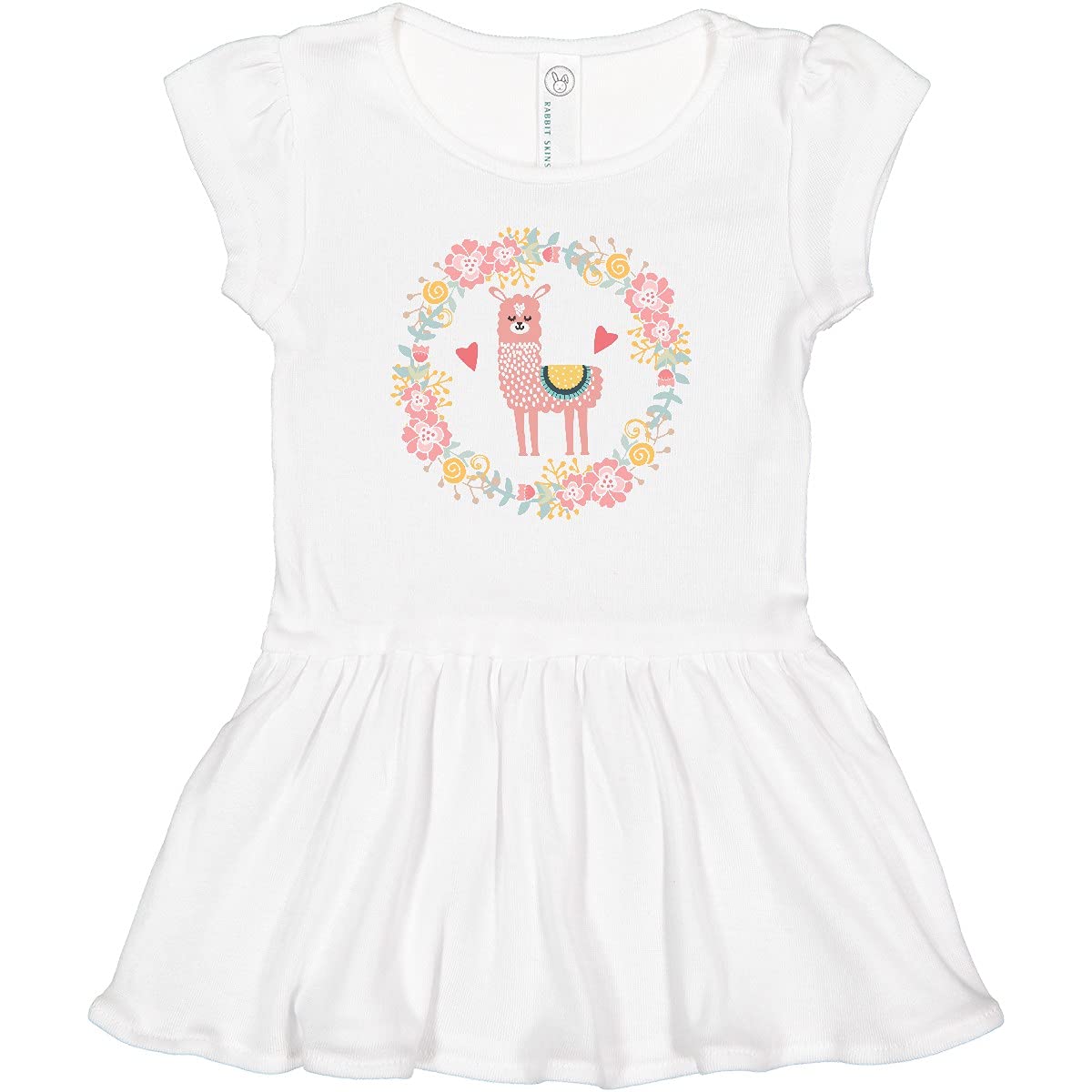 Inktastic Llama Rose Flower Wreath Baby Girl Dress - Cute Floral Animal Print Outfit for Newborns, Infants & Toddlers - Perfect for Birthday Parties, Photo Shoots & Special Occasions
