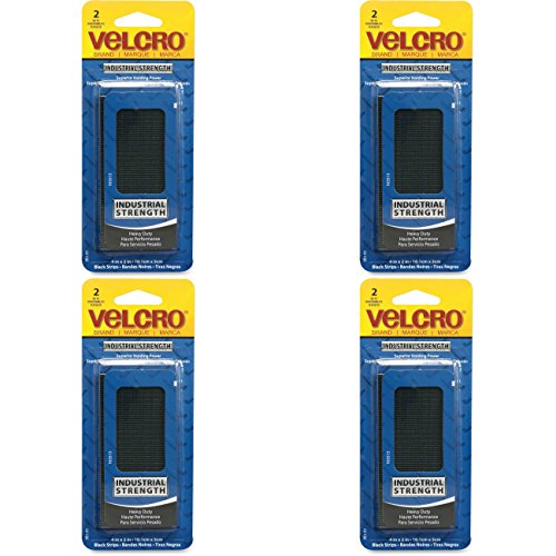 Heavy Duty Industrial Strength Black Velcro Strips - 4 Pack | Secure Fastening for DIY Projects, Home Organization & Office Use