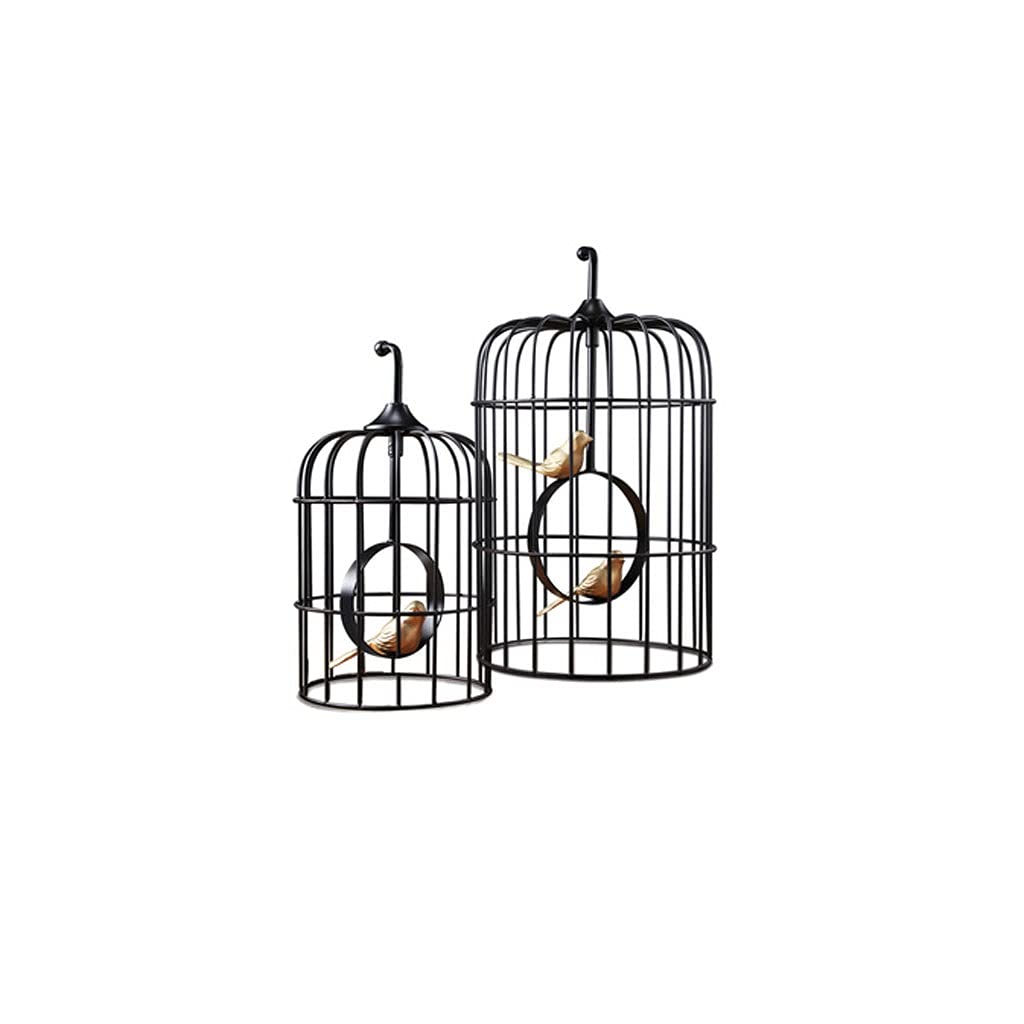 Vintage Wrought Iron Bird Cage with Handles & Dome Props - Indoor/Outdoor Bird Travel Cage for Parakeets, Canaries & Small Birds - Perfect for Home Decor, Garden & Travel (Size C)