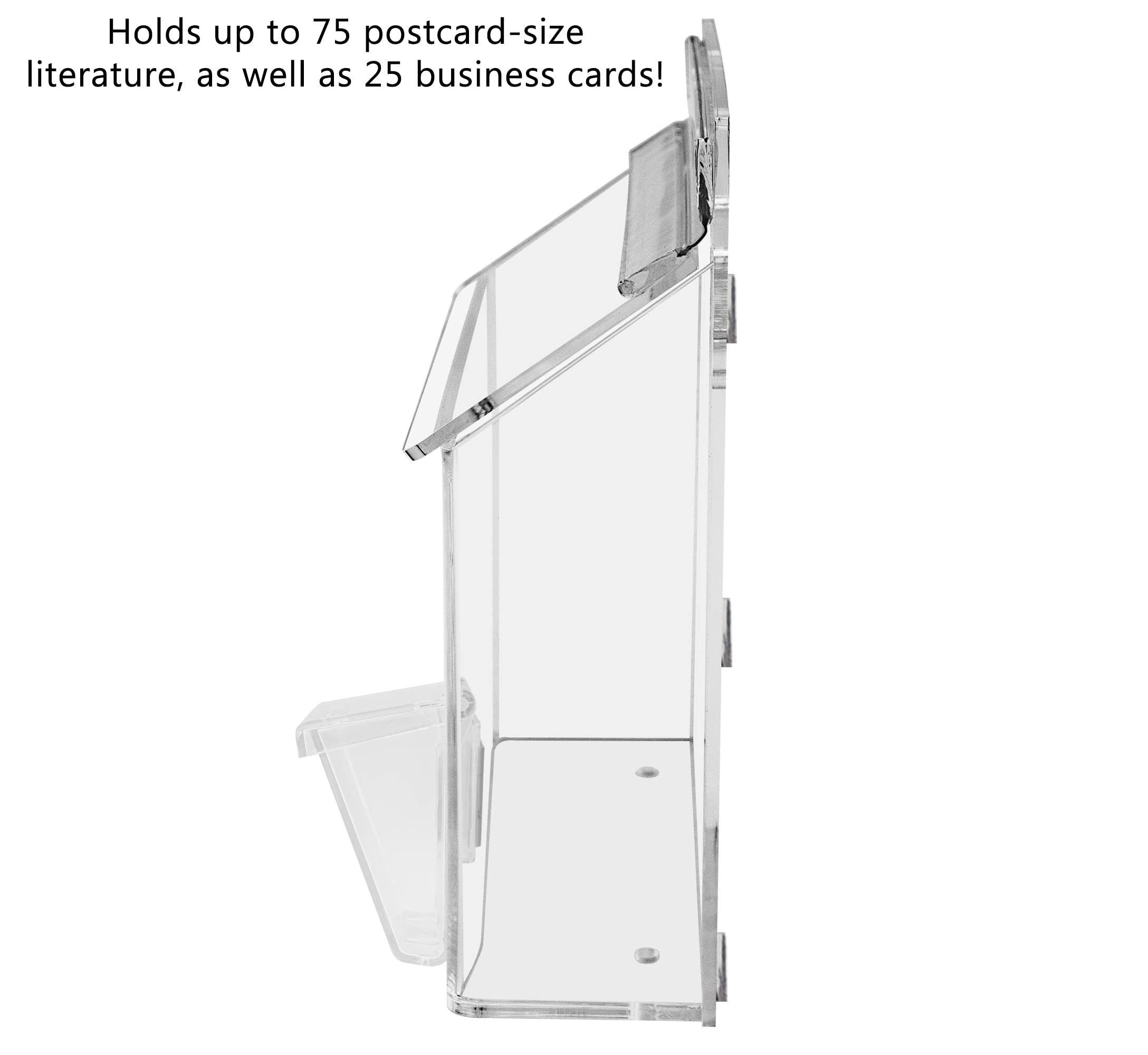 4 Pack Clear Acrylic Magnetic Brochure Holders - Outdoor Advertising Display for 6x4 Postcards & 3.5x2 Business Cards - Includes Take One Sticker & Adhesive Strips - Perfect for Retail Stores, Restaurants & Trade Shows