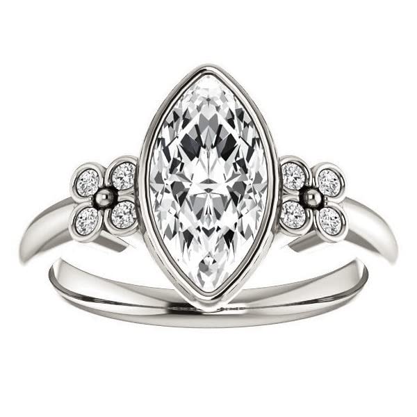 4 CT Marquise Cut Colorless Moissanite Engagement Ring for Women - Sterling Silver/Solid Gold Wedding Band Set - Diamond Solitaire Bezel Setting - Perfect for Proposals, Anniversaries & Bridal Jewelry
