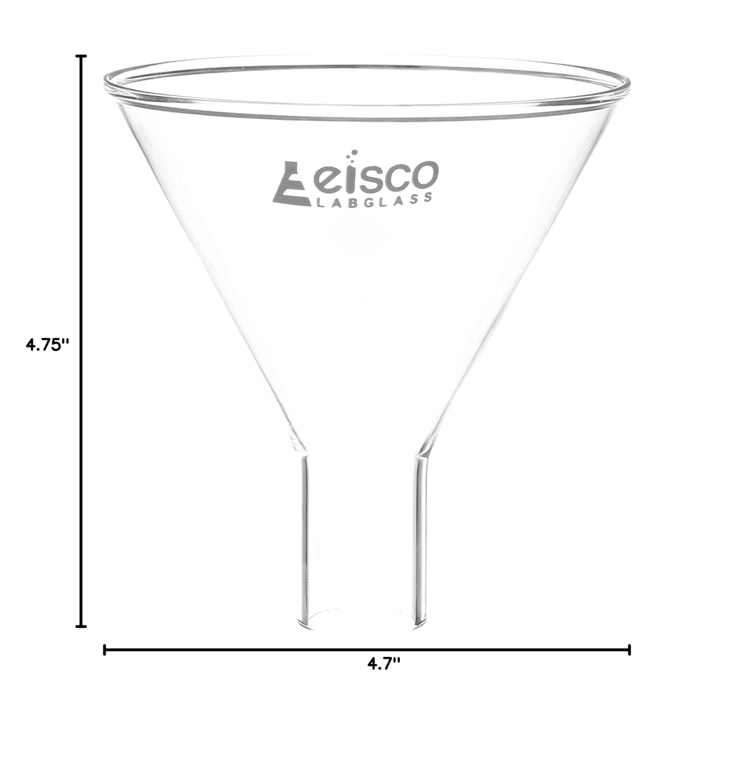 EISCO 120mm Borosilicate Glass Powder Funnel with 60° Angle & 24mm Plain Stem - Ideal for Chemistry Labs, Scientific Experiments & Powder Transfer