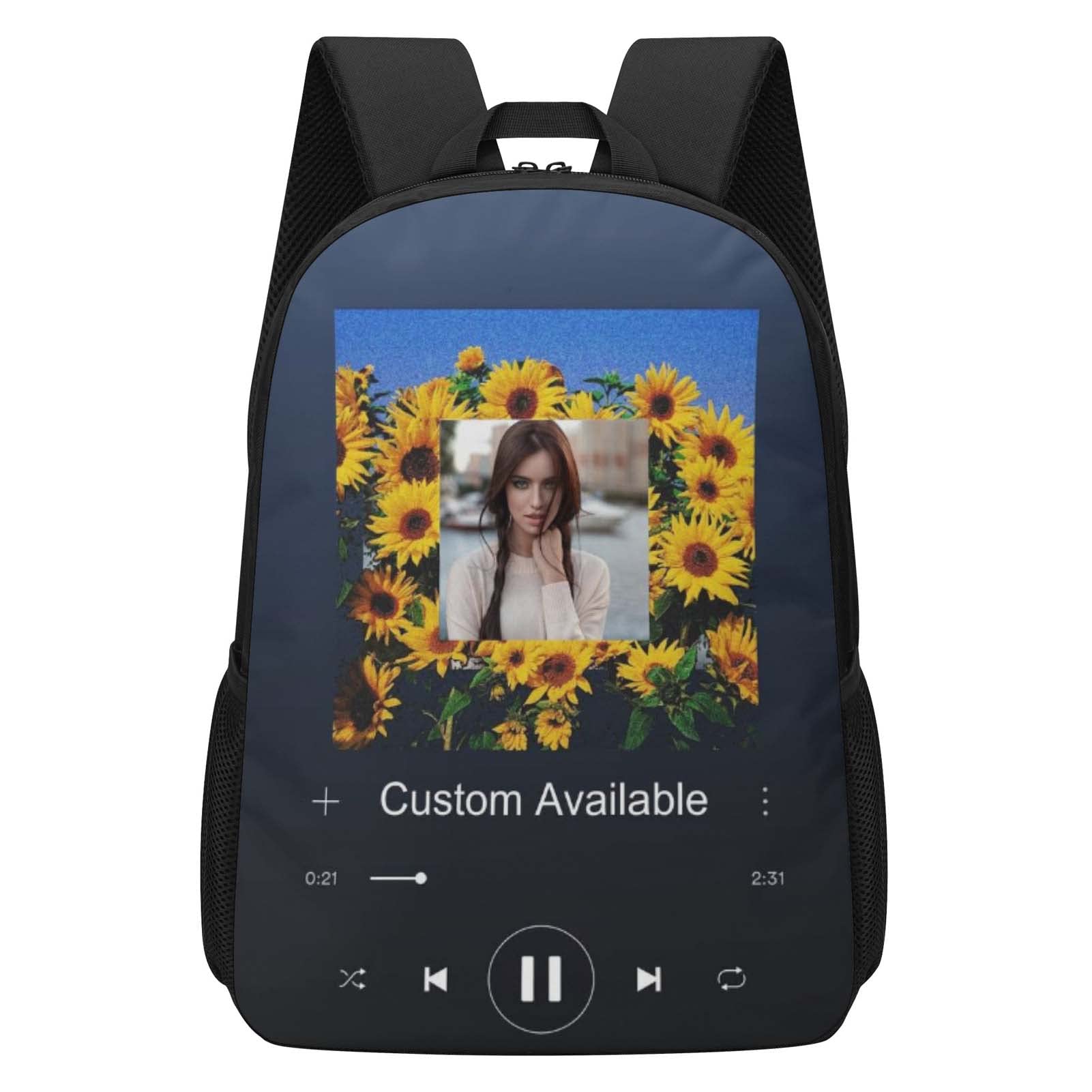 Custom Music Backpack Personalized with Photo & Text - School Backpack for Men, Women, Boys & Girls - Perfect for Concerts, Travel & Daily Use
