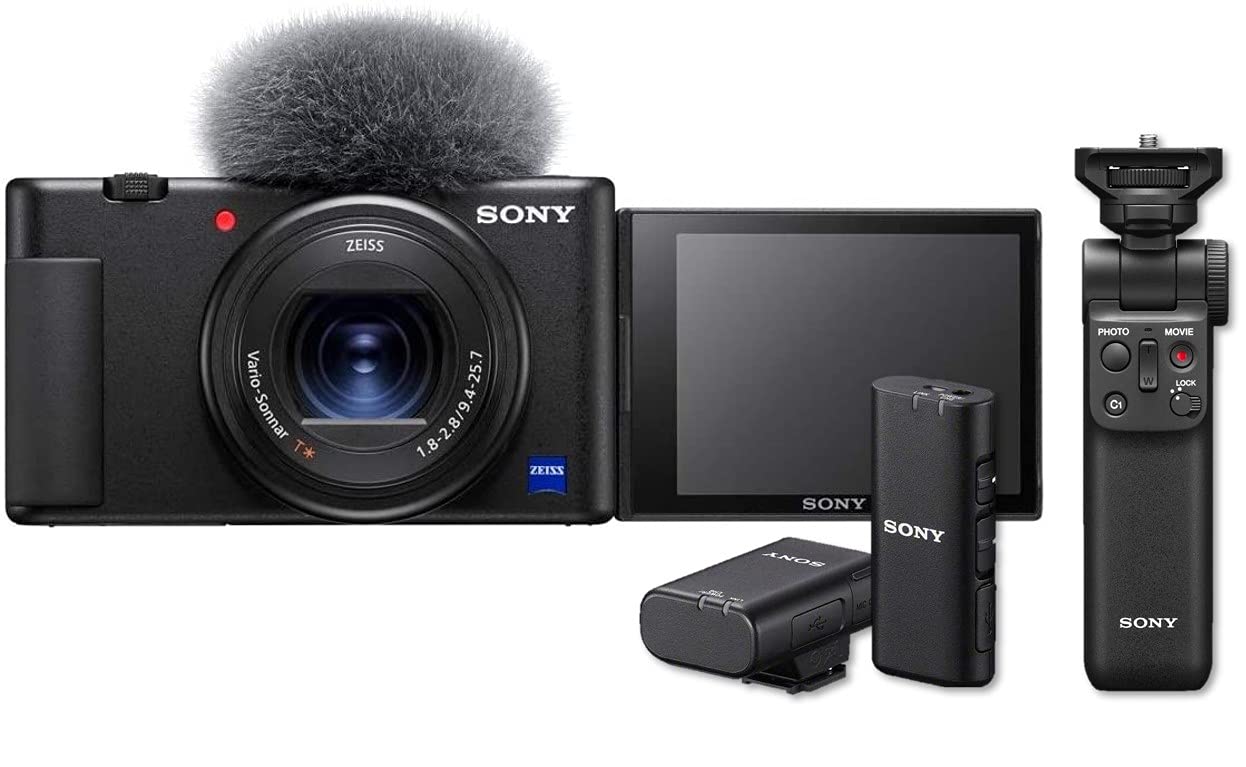 Sony ZV-1 Vlogging Camera - 4K Digital Camera with Wireless Microphone, Handgrip & Flip Screen | Perfect for YouTube, Travel Vlogging & Content Creation (Black)