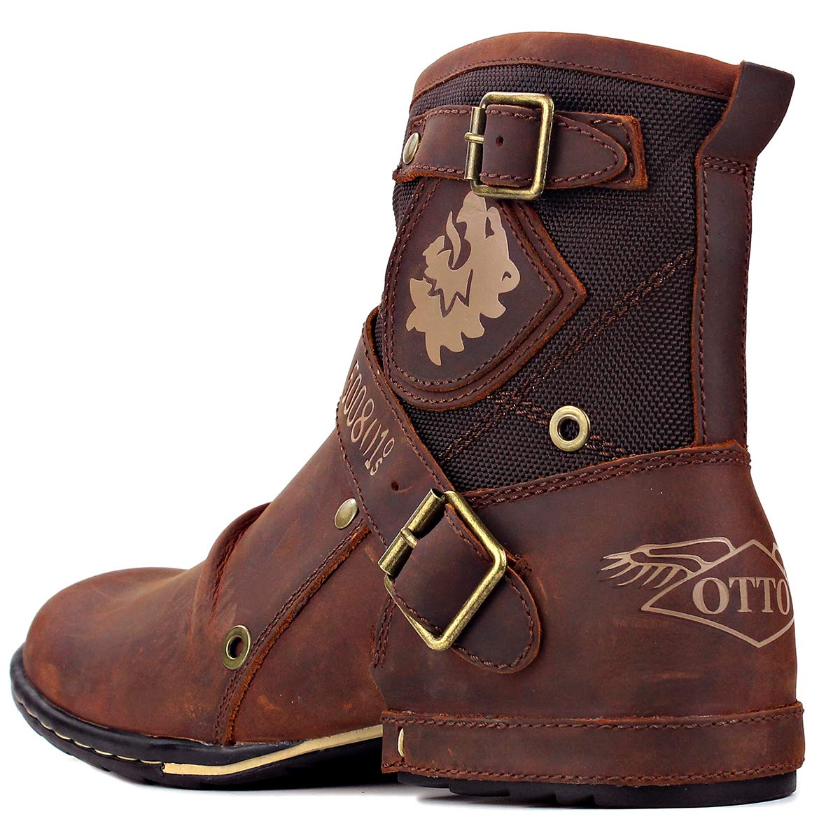 OSSTONE Men's Fashion Leather Chukka Boots - Zipper-Up Moto Boots Casual Shoes OS-5008-1-A | Perfect for Motorcycle Riding, Urban Streetwear & Everyday Wear