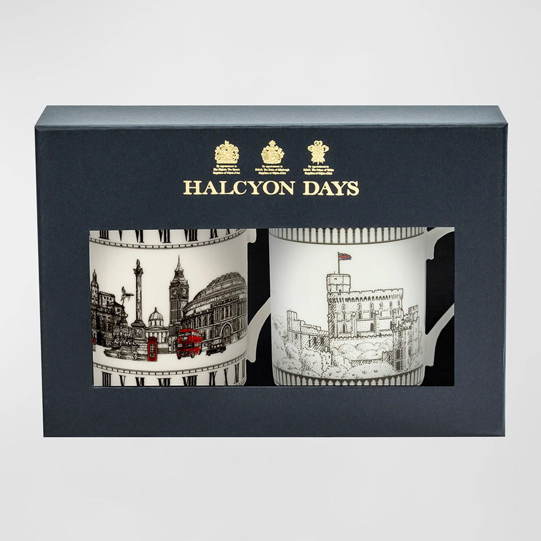 London Icons & Windsor Castle Ceramic Coffee Mugs - Set of 2 British-Themed Gift for Tea & Coffee Lovers - Perfect for Home, Office & Royal Souvenir Collectors