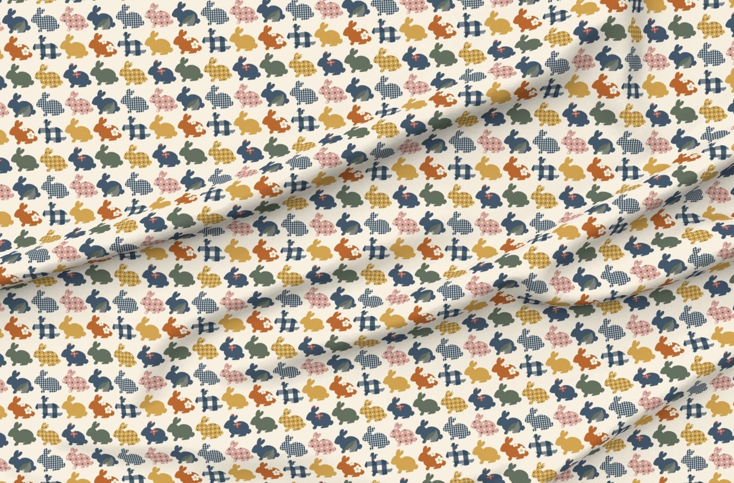 Spring Bunnies Gingham Easter Rabbits Printed Minky Fabric by The Yard - Soft Plush Material for Sewing Baby Blankets, Quilt Backing & DIY Plush Toys - Perfect for Easter Decor, Nursery Room & Gift Making