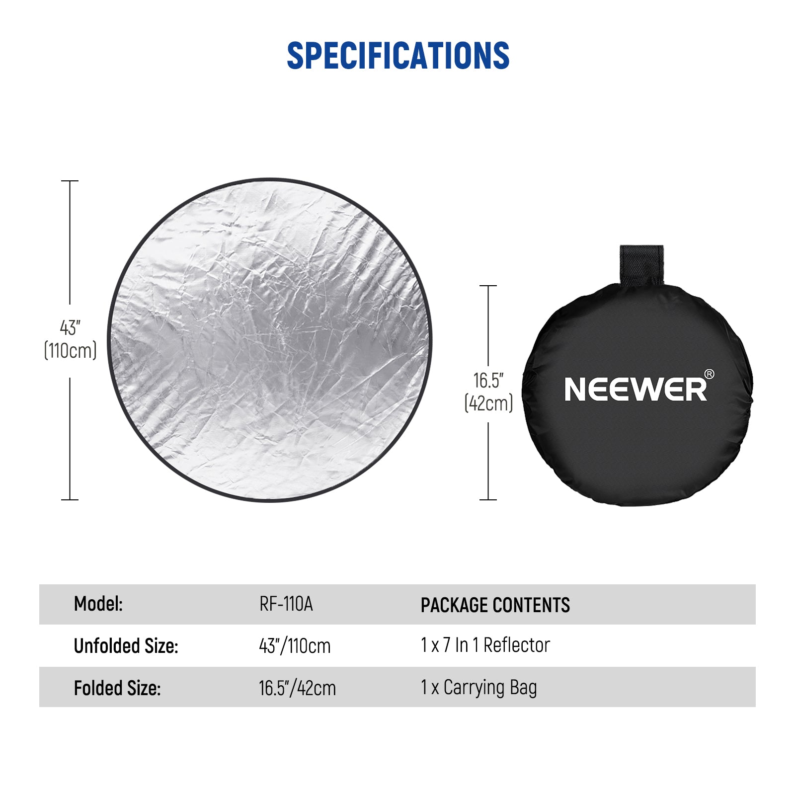 NEEWER RF 110A 7-in-1 Photography Reflector Kit - 43