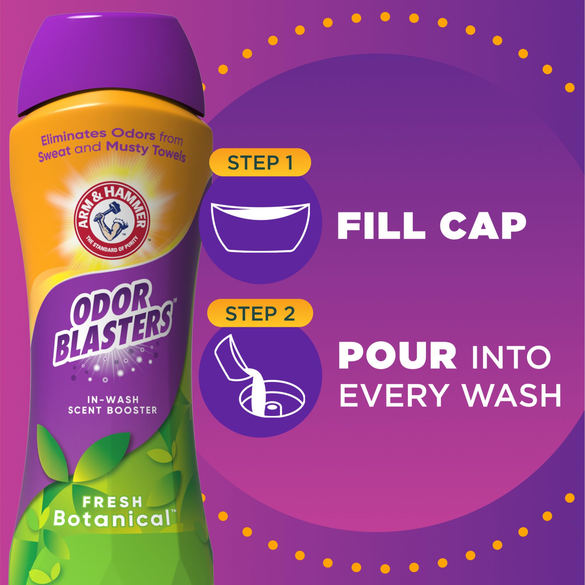ARM & HAMMER Odor Blasters In-Wash Scent Booster, Fresh Botanical - 24 Oz | Laundry Detergent Enhancer for Long-Lasting Fragrance | Perfect for Gym Clothes, Workout Gear & Musty Fabrics