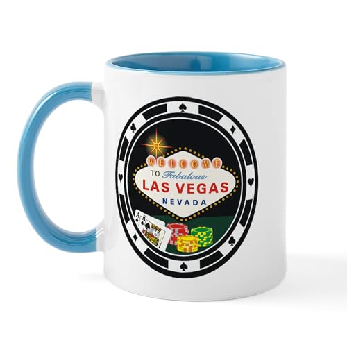 White/Blue Inside - Las Vegas Poker Chip Design Mug