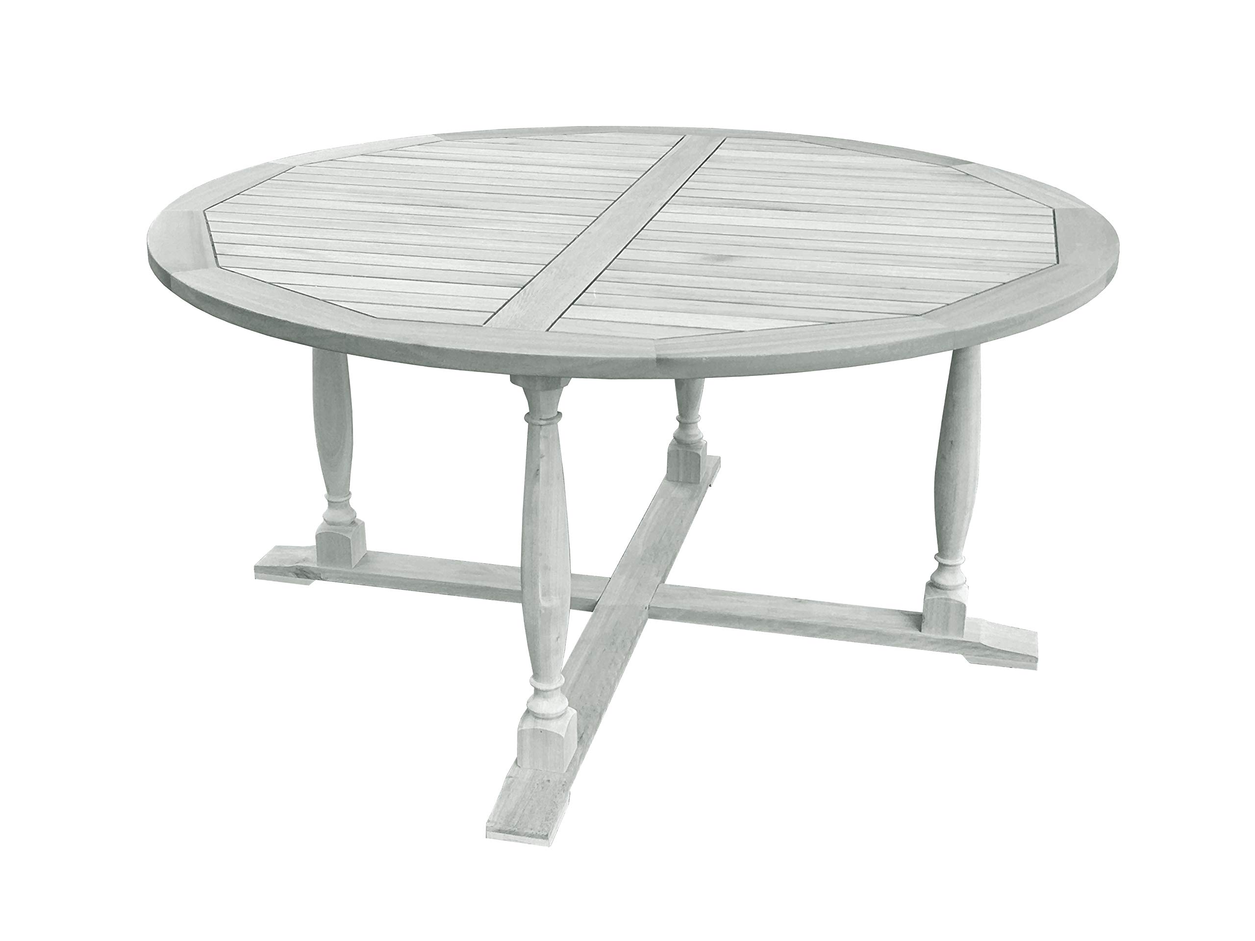 Pebble Lane Living Acadia Round Dining Table - Acacia Wood Whitewash/Gray Finish - 36 Inch Round Kitchen Table for Dining Room, Breakfast Nook & Small Spaces