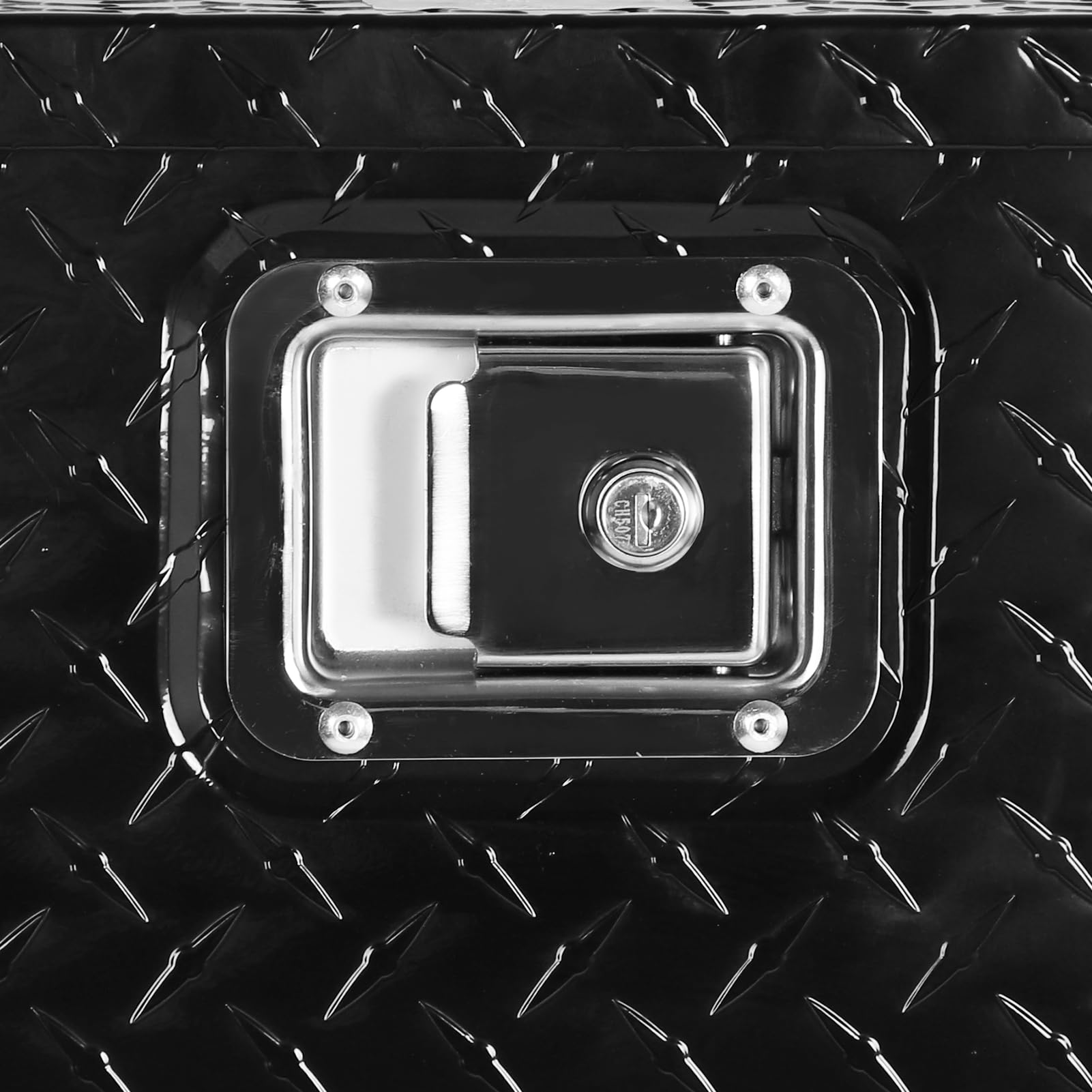 49 Inch Aluminum Truck Tool Box - Heavy Duty Waterproof Pickup Bed Storage Organizer with Lock & Handle - Fits Pickup Trucks & RVs - Perfect for Camping Gear, Tools & Equipment Storage (Black)