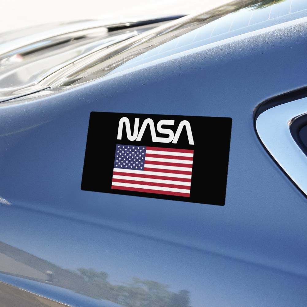 NASA Official Worm Logo USA Flag Vinyl Magnet - Strong Adhesive for Cars, Refrigerators, Lockers & Metal Surfaces - Perfect for Home, Office, Dorm Decor & Space Enthusiast Gifts