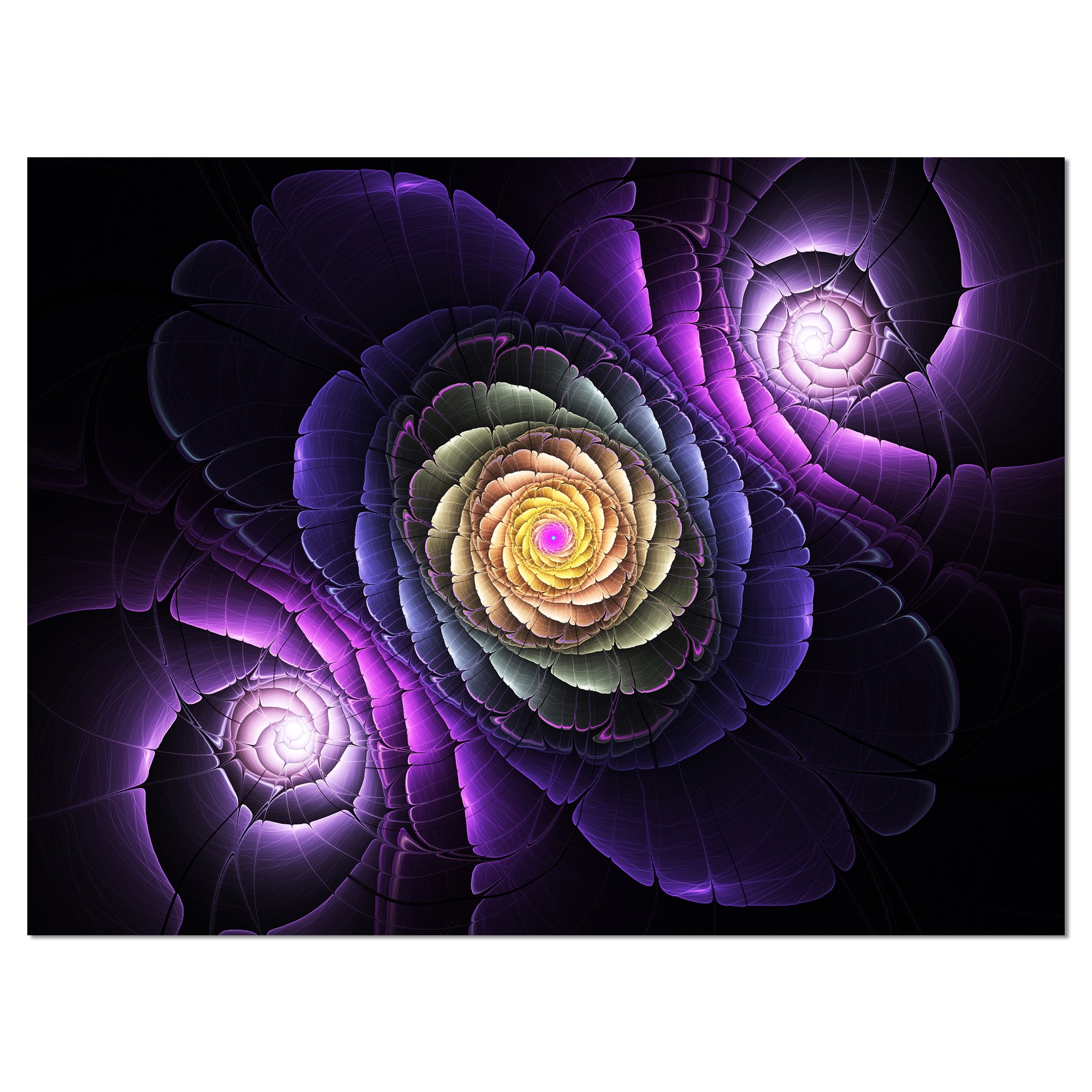 Vibrant Fractal Purple Flowers Digital Art Print - Large Canvas Wall Decor for Living Room, Bedroom & Office | Modern Abstract Floral Artwork
