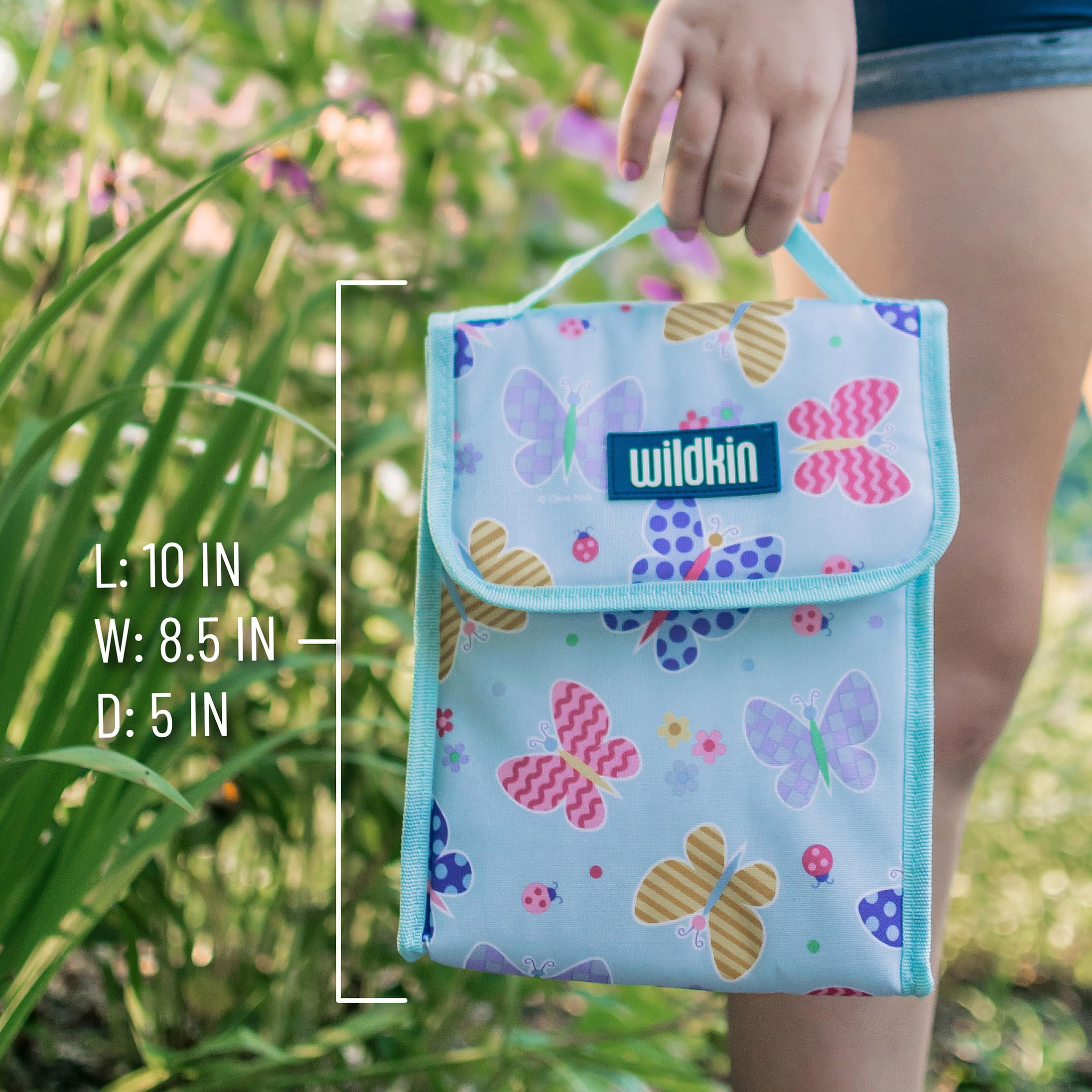 Wildkin Kids Insulated Lunch Bag - Reusable Thermal Lunch Box for School, Travel & Picnics - Keeps Food Hot or Cold - Butterfly Garden Design - Perfect for School Lunches, Day Trips & Outdoor Adventures