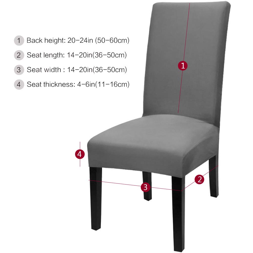 Stretch Spandex Dining Chair Covers 6-Pack - Washable & Removable Parson Chair Slipcovers, Kitchen Seat Protectors (Grey) - Perfect for Home, Restaurant, and Office Use