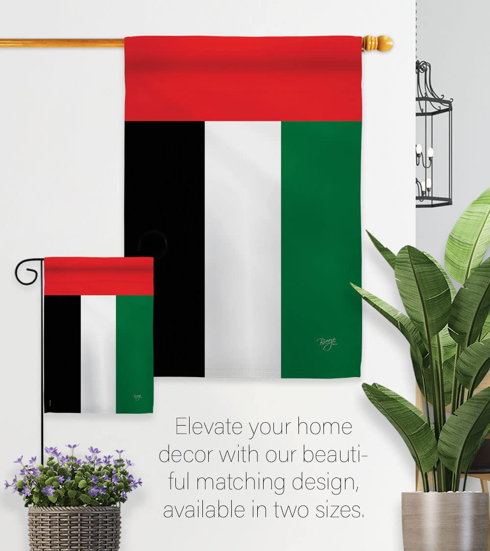UAE National Flag Set 28x40in with Pole - Home & Garden Decor