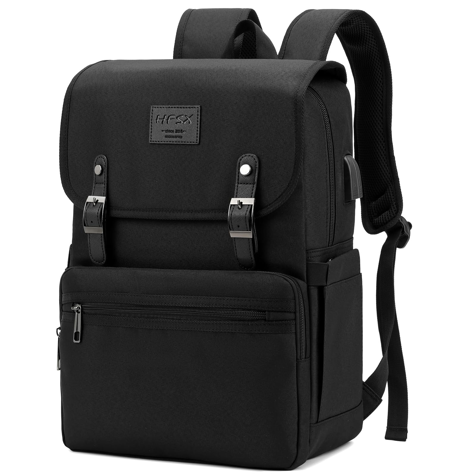 HFSX Vintage Laptop Backpack for Women & Men - 15.6 Inch USB Charging Bookbag, College Backpack, Travel Backpack - Perfect for School, Work & Daily Commute
